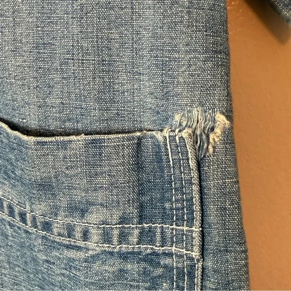 Sea New York Denim Shirt Dress Size 6 Blue Button Front Cotton Linen - Picture 6 of 7